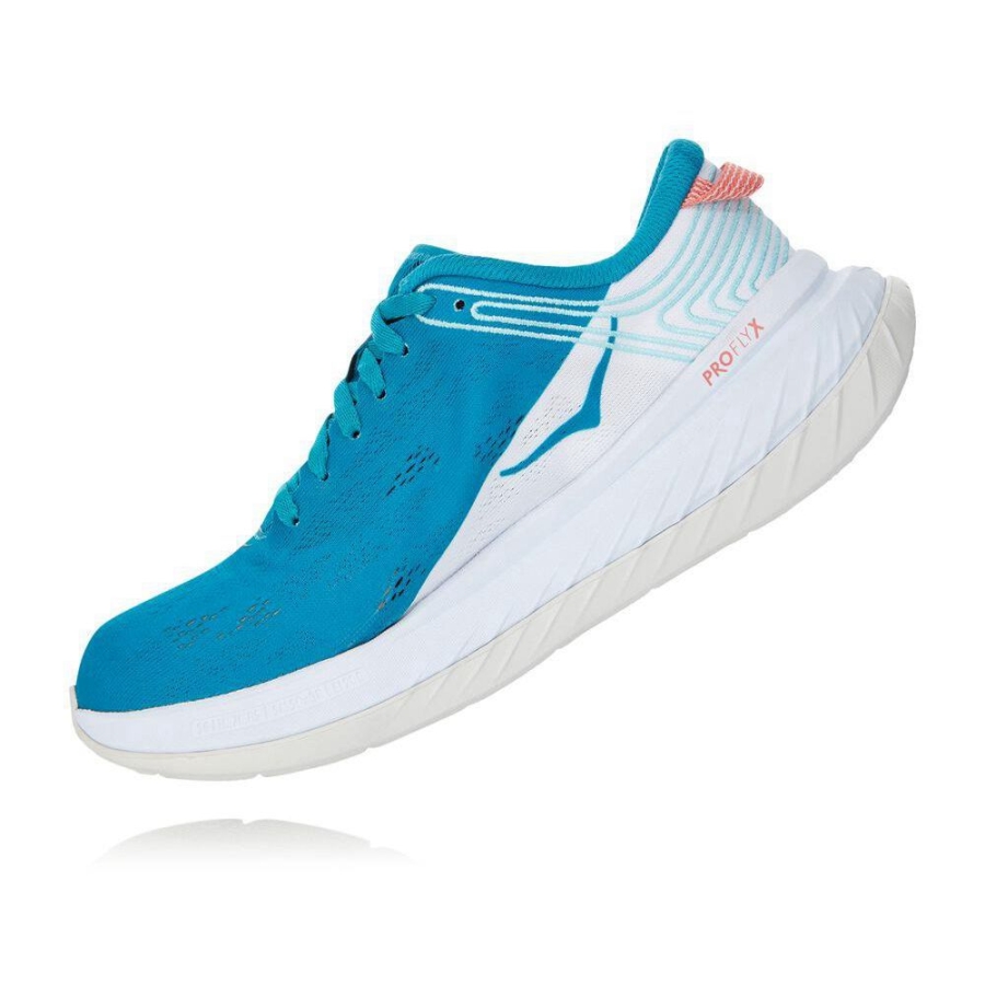 Blue / White Hoka Carbon X Women's Road Running Shoes | USA41WEBQ