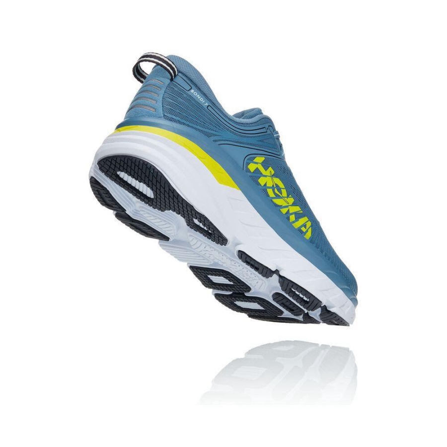 Blue / Yellow Hoka Bondi 7 Men's Road Running Shoes | USA08MAUC