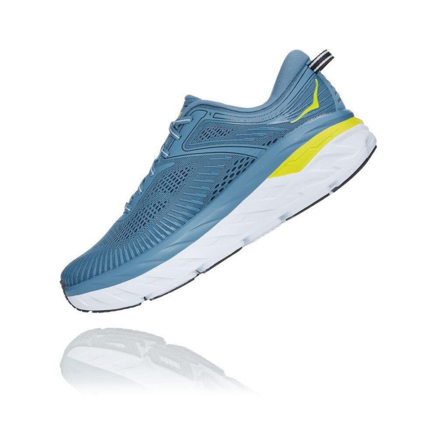 Blue / Yellow Hoka Bondi 7 Men's Road Running Shoes | USA08MAUC