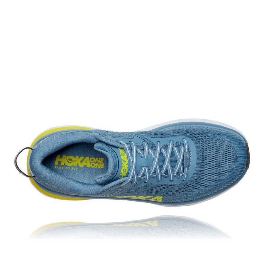 Blue / Yellow Hoka Bondi 7 Men's Road Running Shoes | USA08MAUC