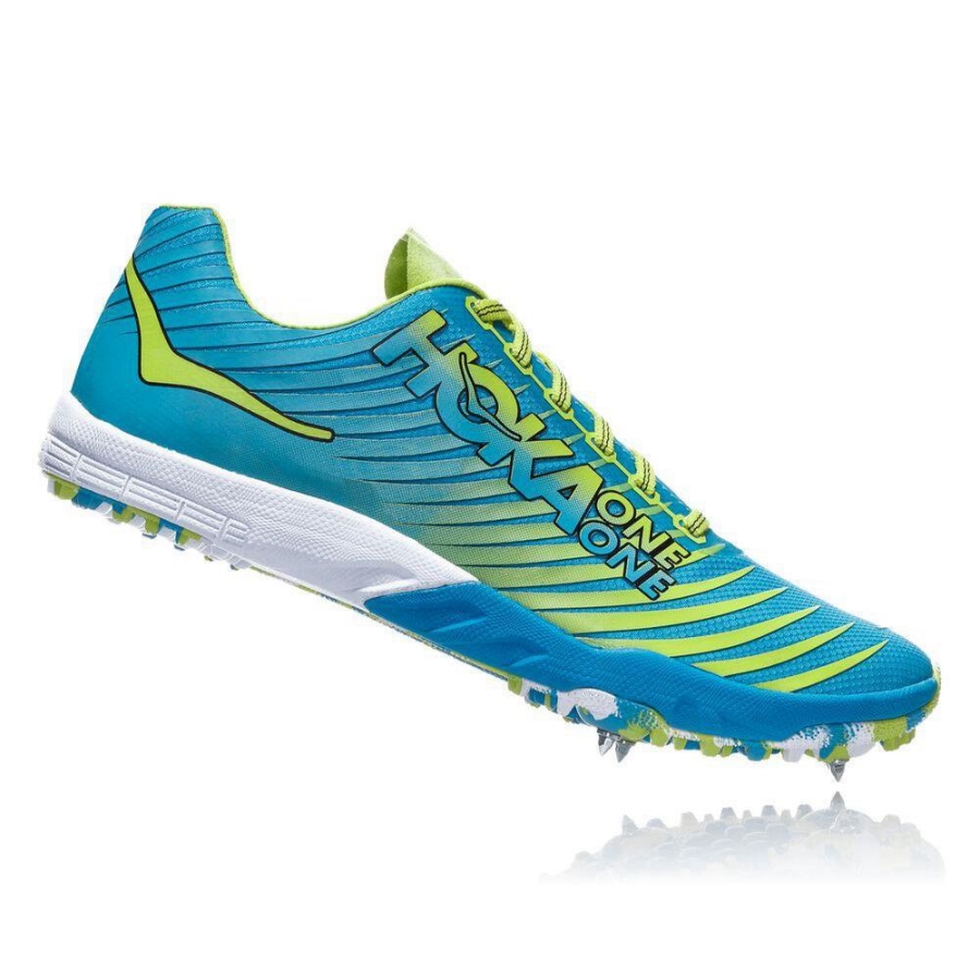 Blue / Yellow Hoka EVO XC Men's Spikes Shoes | USA28FMLW