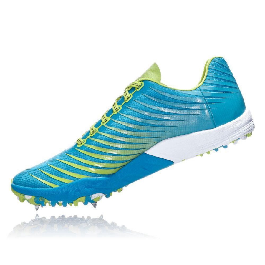 Blue / Yellow Hoka EVO XC Women's Spikes Shoes | USA87OQWA