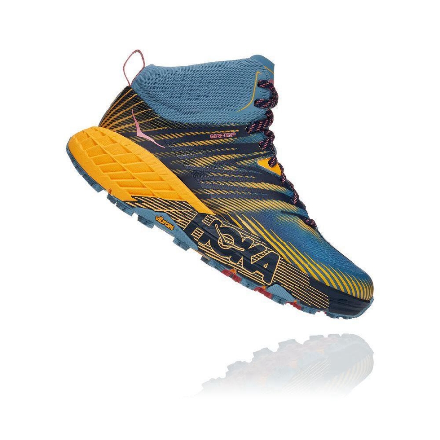 Blue / Yellow Hoka Speedgoat Mid 2 GTX Women's Hiking Boots | USA23SAGR