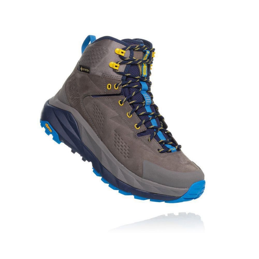 Grey / Blue Hoka Kaha GTX Men\'s Hiking Boots | USA51OENI