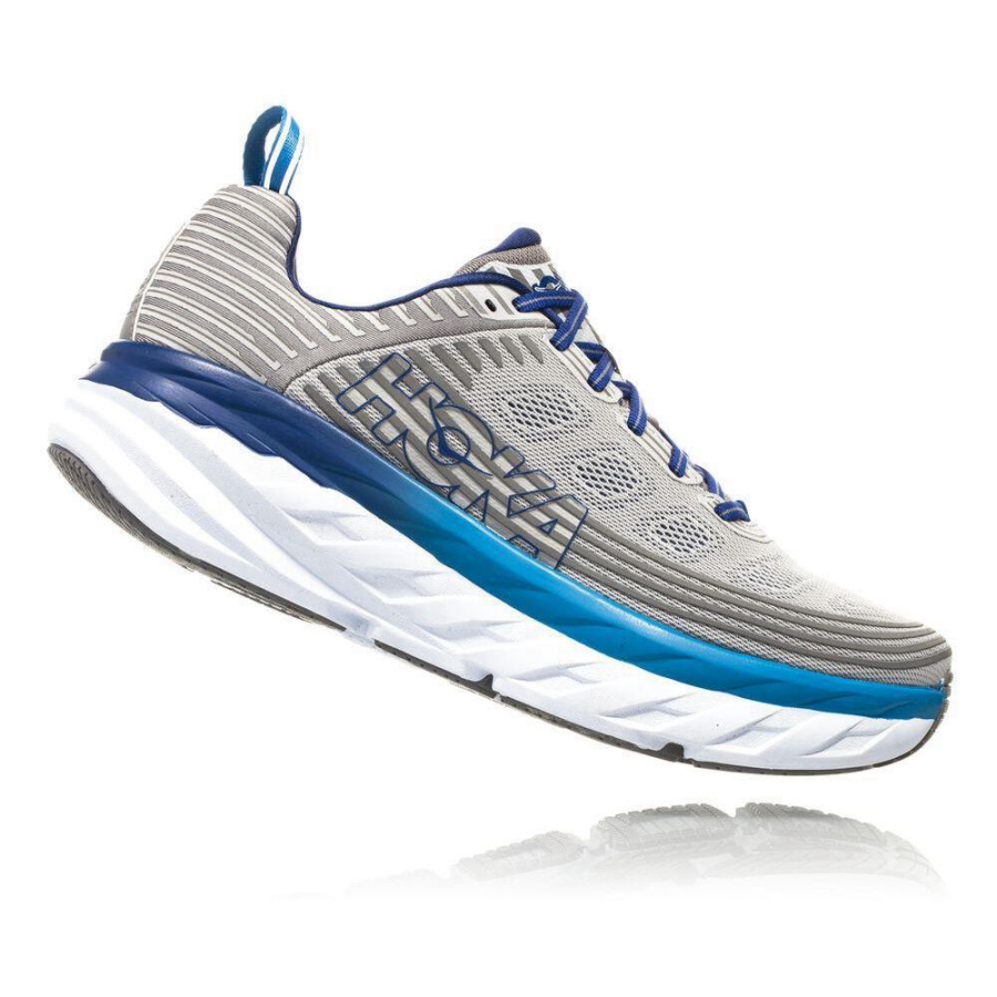 Grey Hoka Bondi 6 Men's Road Running Shoes | USA38OEJP