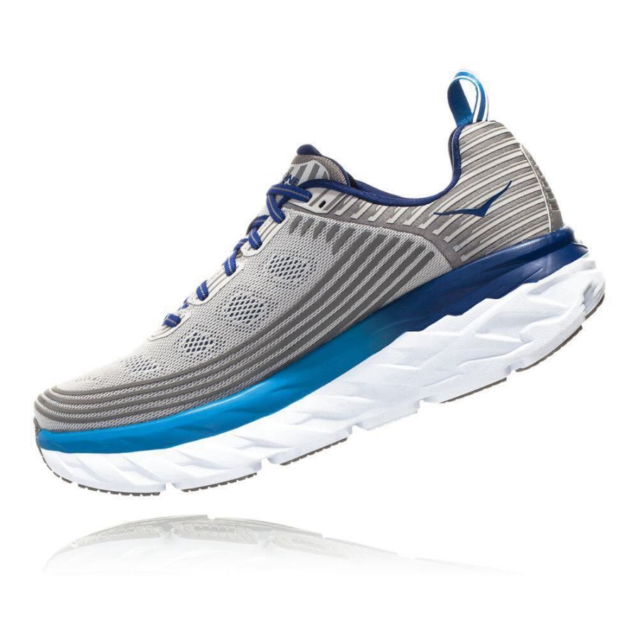 Grey Hoka Bondi 6 Men's Road Running Shoes | USA38OEJP