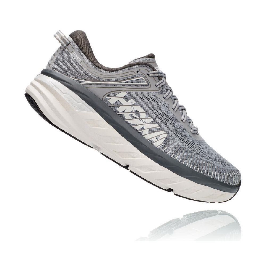 Grey Hoka Bondi 7 Men's Road Running Shoes | USA41LGAU