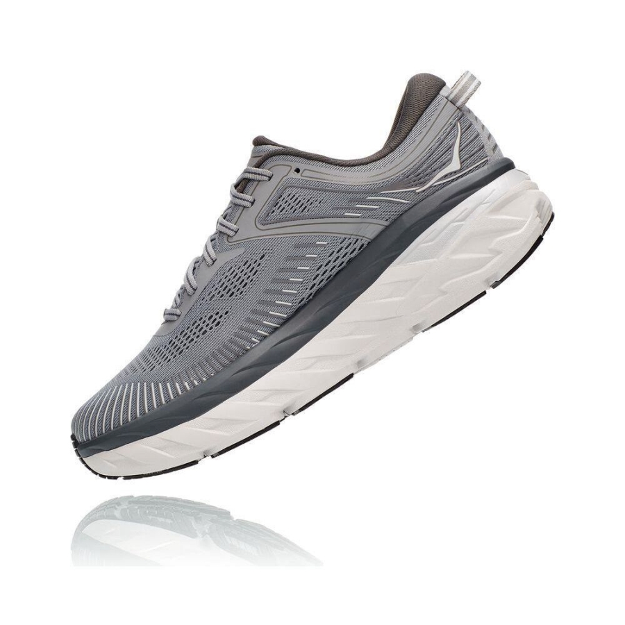 Grey Hoka Bondi 7 Men's Road Running Shoes | USA41LGAU