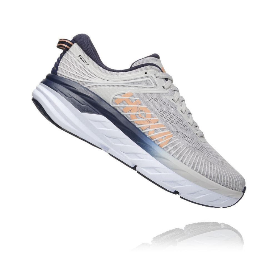 Grey Hoka Bondi 7 Women's Road Running Shoes | USA61EOYR