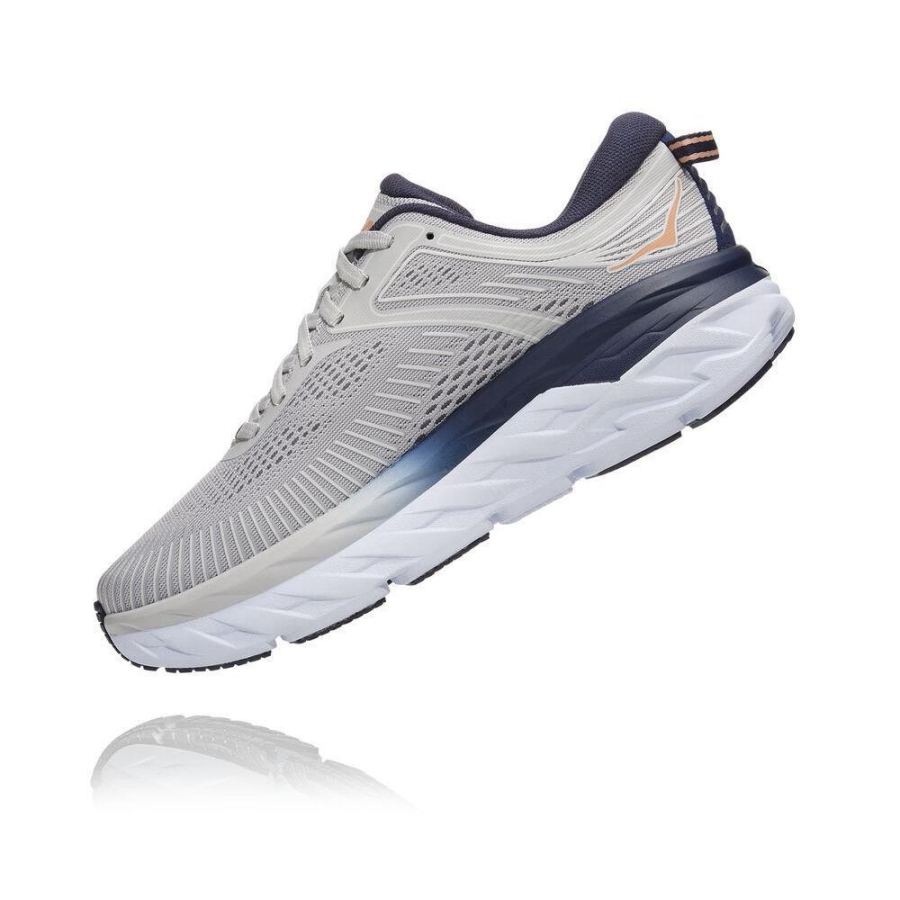 Grey Hoka Bondi 7 Women's Road Running Shoes | USA61EOYR