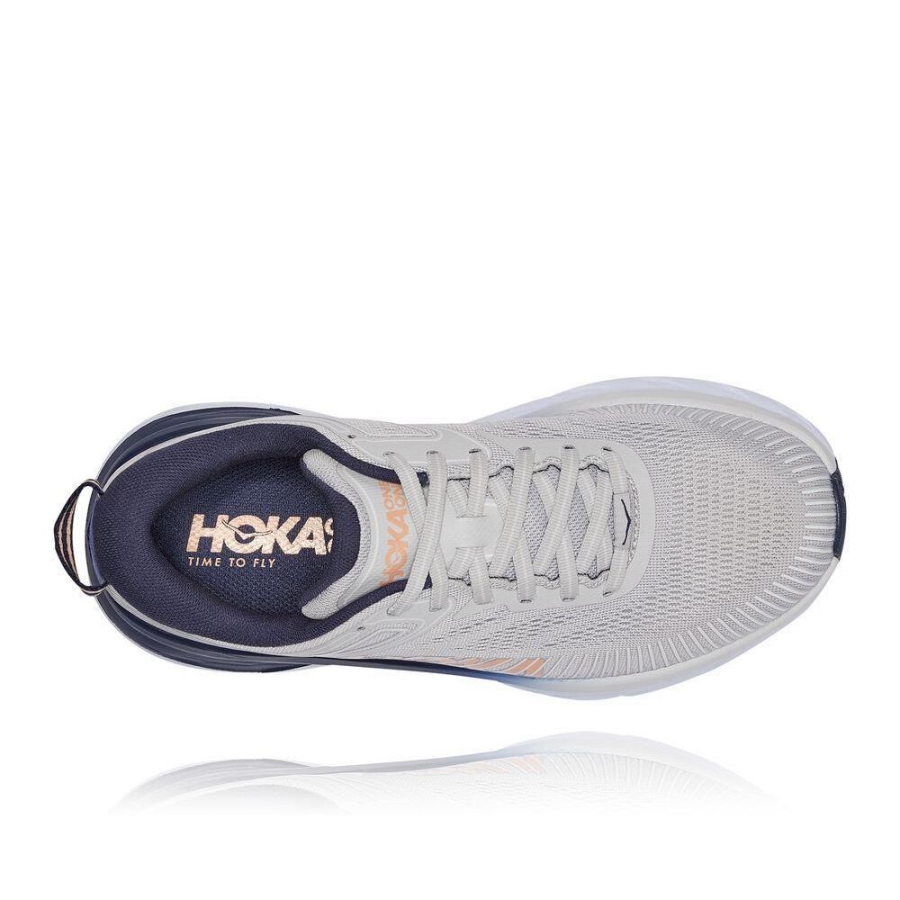 Grey Hoka Bondi 7 Women's Road Running Shoes | USA61EOYR