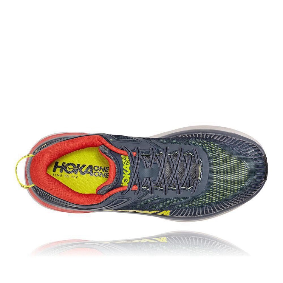 Grey / Red Hoka Bondi 7 Men's Road Running Shoes | USA80FAEY