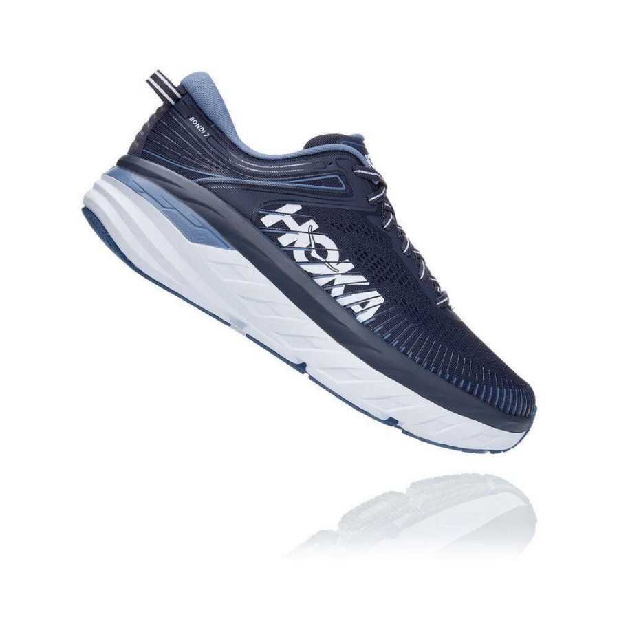 Navy Hoka Bondi 7 Men's Running Shoes | USA34YXDE