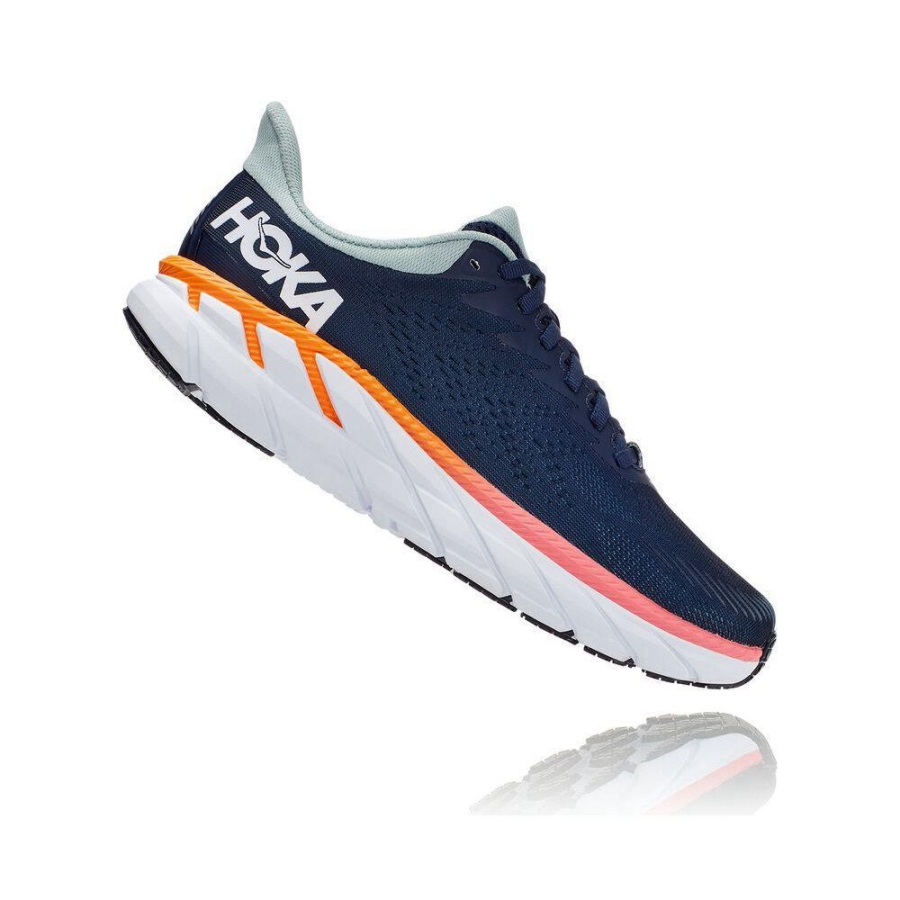 Navy Hoka Clifton 7 Women's Running Shoes | USA29JOKV