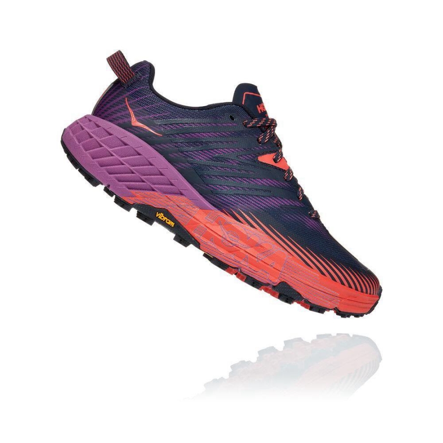 Navy / Red / Purple Hoka Speedgoat 4 Women's Running Shoes | USA21LXWR