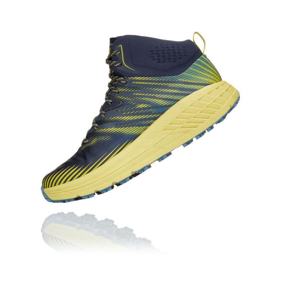 Navy / Yellow Hoka Speedgoat Mid 2 GTX Men's Hiking Boots | USA02BKDH