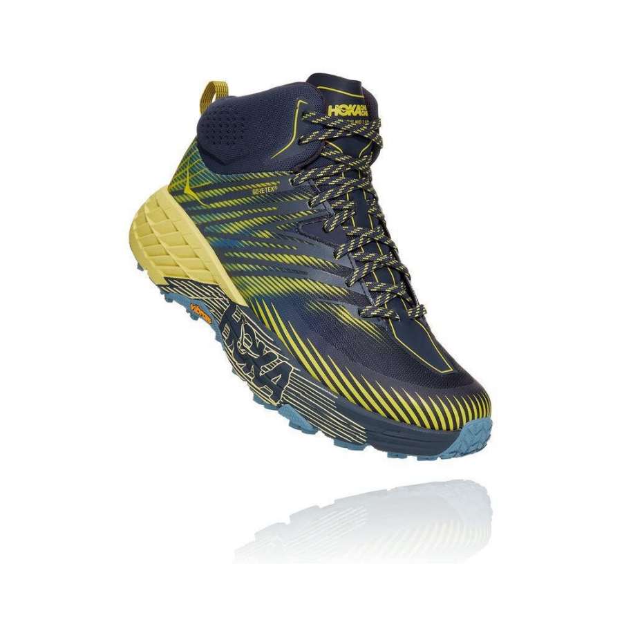 Navy / Yellow Hoka Speedgoat Mid 2 GTX Men\'s Sneakers | USA67LRQX