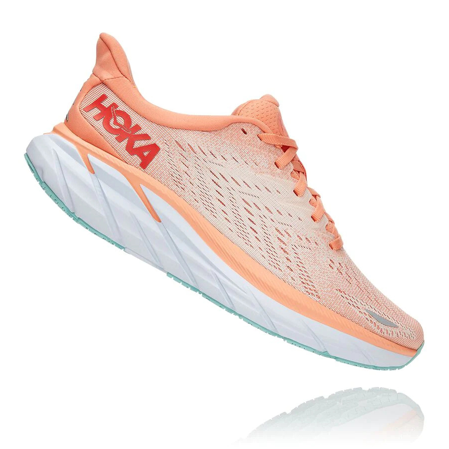 Orange / Silver Hoka Clifton 8 Women's Road Running Shoes | USA38GNRD