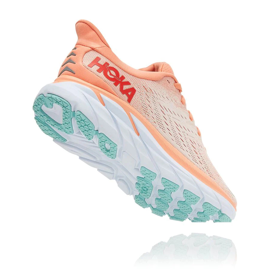 Orange / Silver Hoka Clifton 8 Women's Road Running Shoes | USA38GNRD