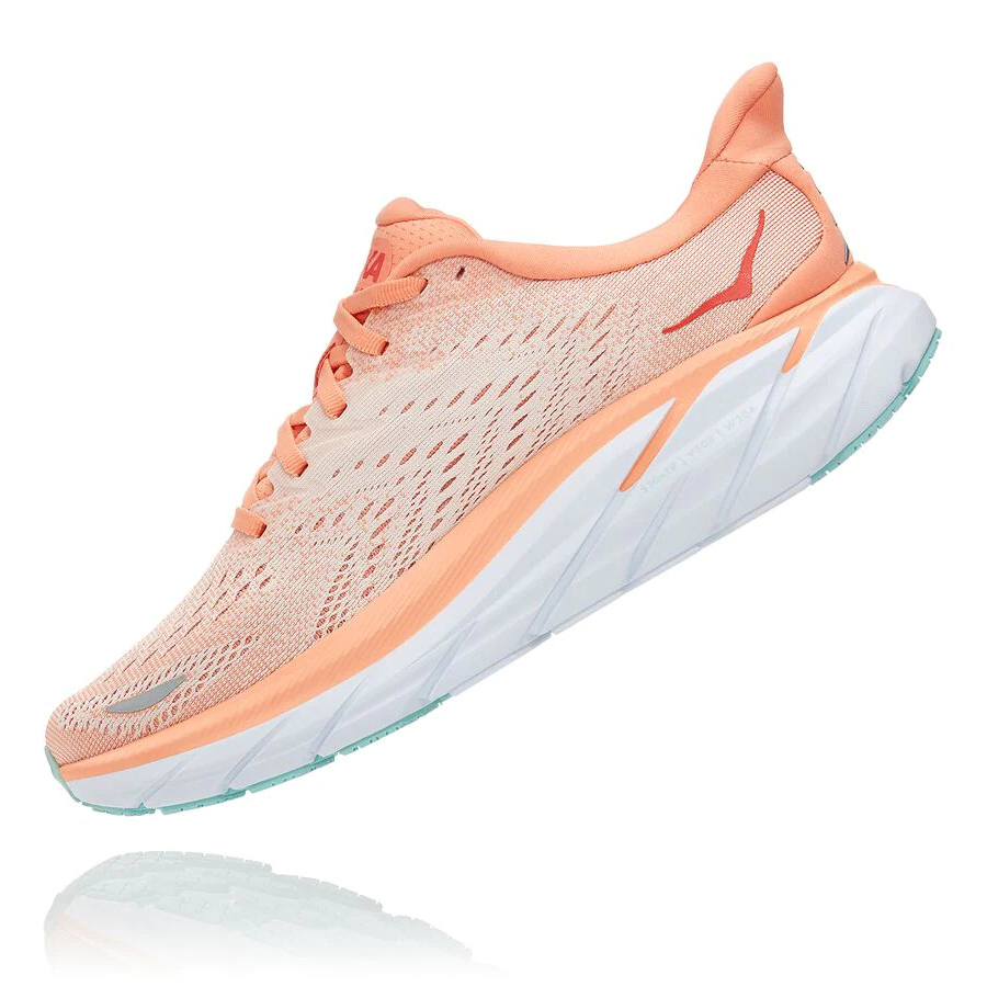 Orange / Silver Hoka Clifton 8 Women's Road Running Shoes | USA38GNRD