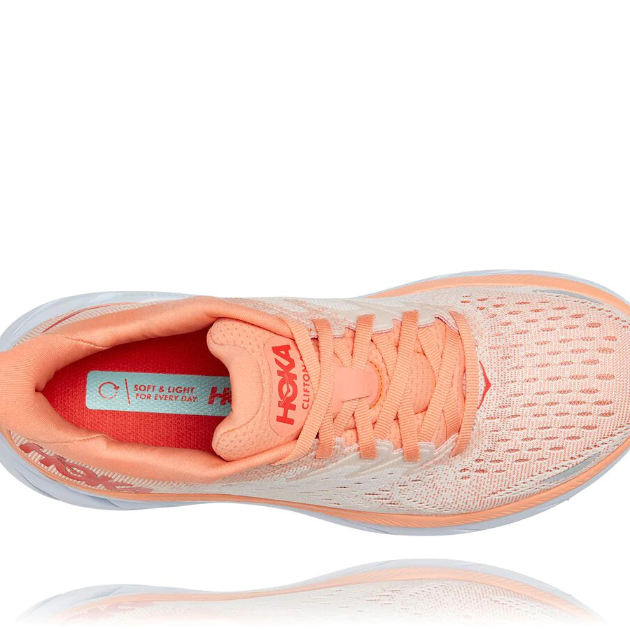 Orange / Silver Hoka Clifton 8 Women's Road Running Shoes | USA38GNRD