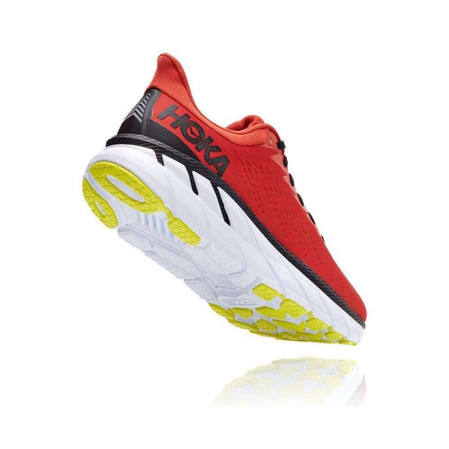 Red / Black Hoka Clifton 7 Men's Road Running Shoes | USA28QVMN