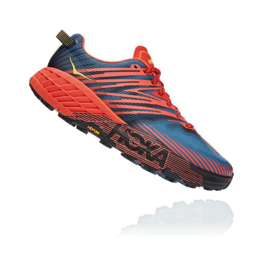 Red / Blue Hoka Speedgoat 4 Men's Running Shoes | USA85CBFR