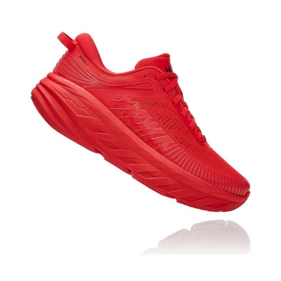 Red Hoka Bondi 7 Men's Road Running Shoes | USA46SDNZ