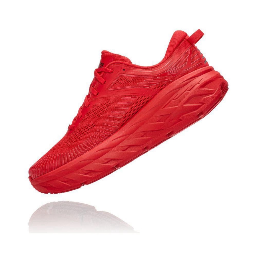 Red Hoka Bondi 7 Men's Road Running Shoes | USA46SDNZ