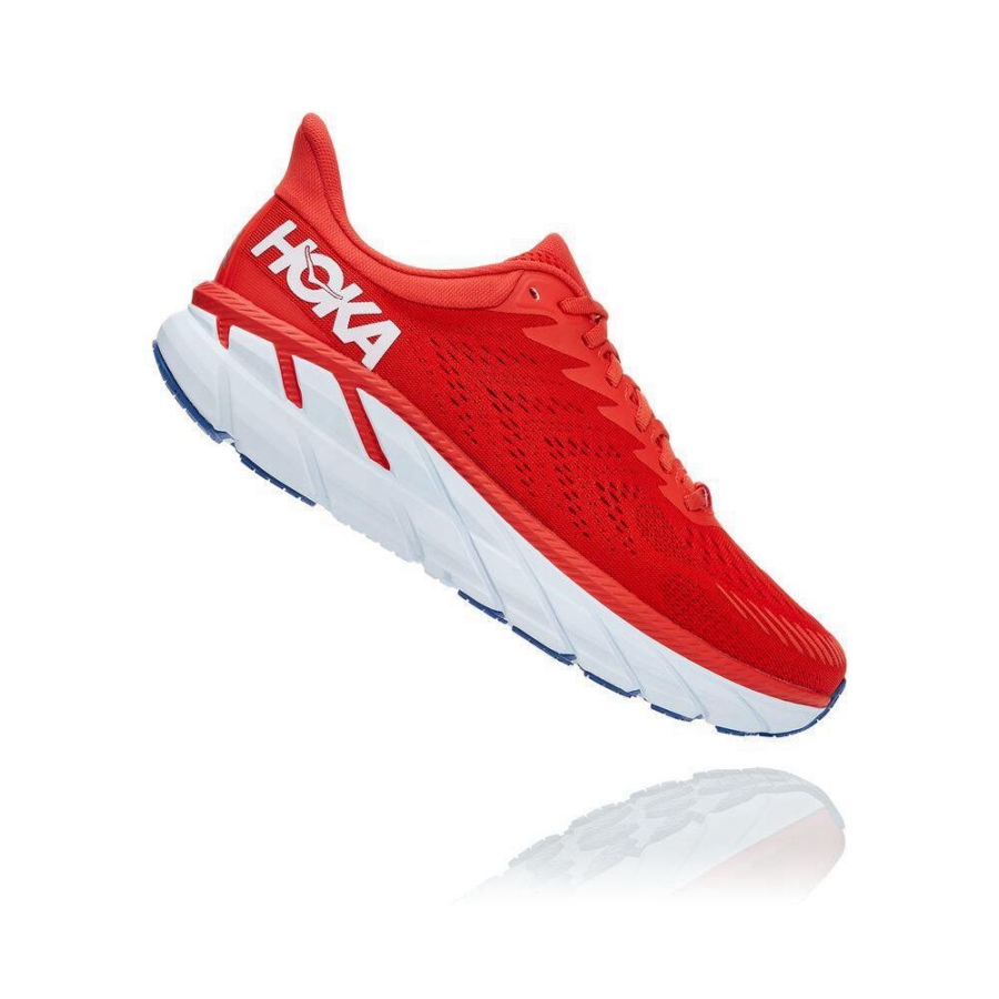 Red Hoka Clifton 7 Men's Running Shoes | USA74QLVS