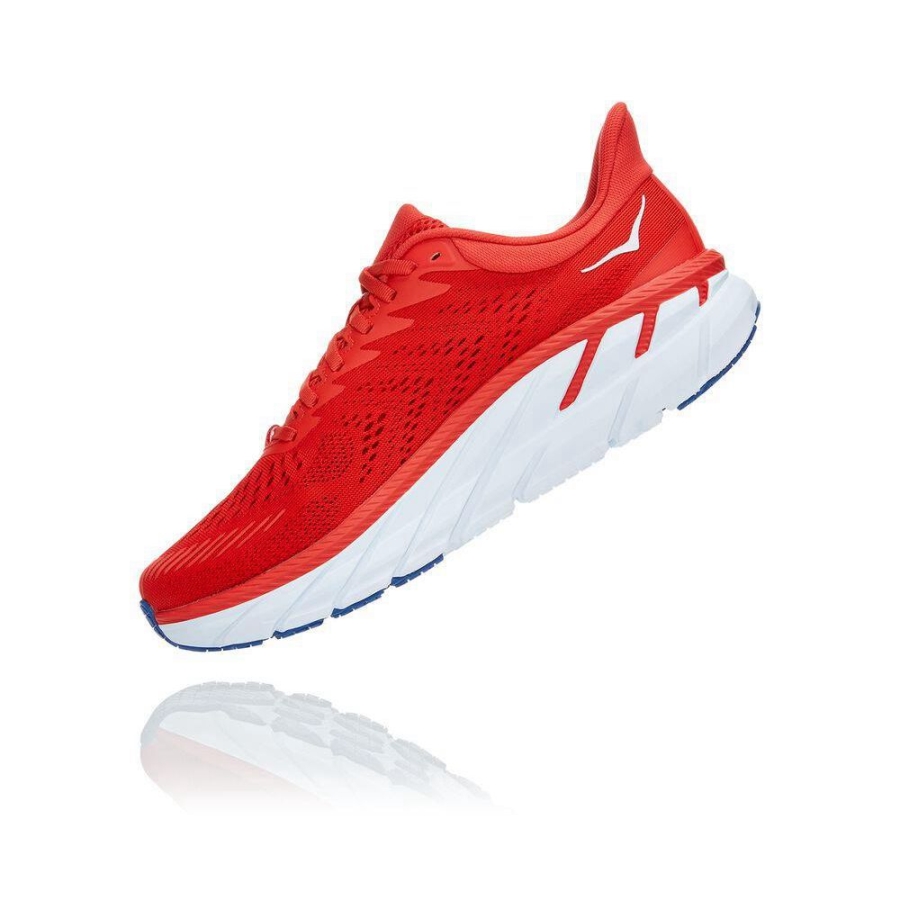 Red Hoka Clifton 7 Men's Running Shoes | USA74QLVS