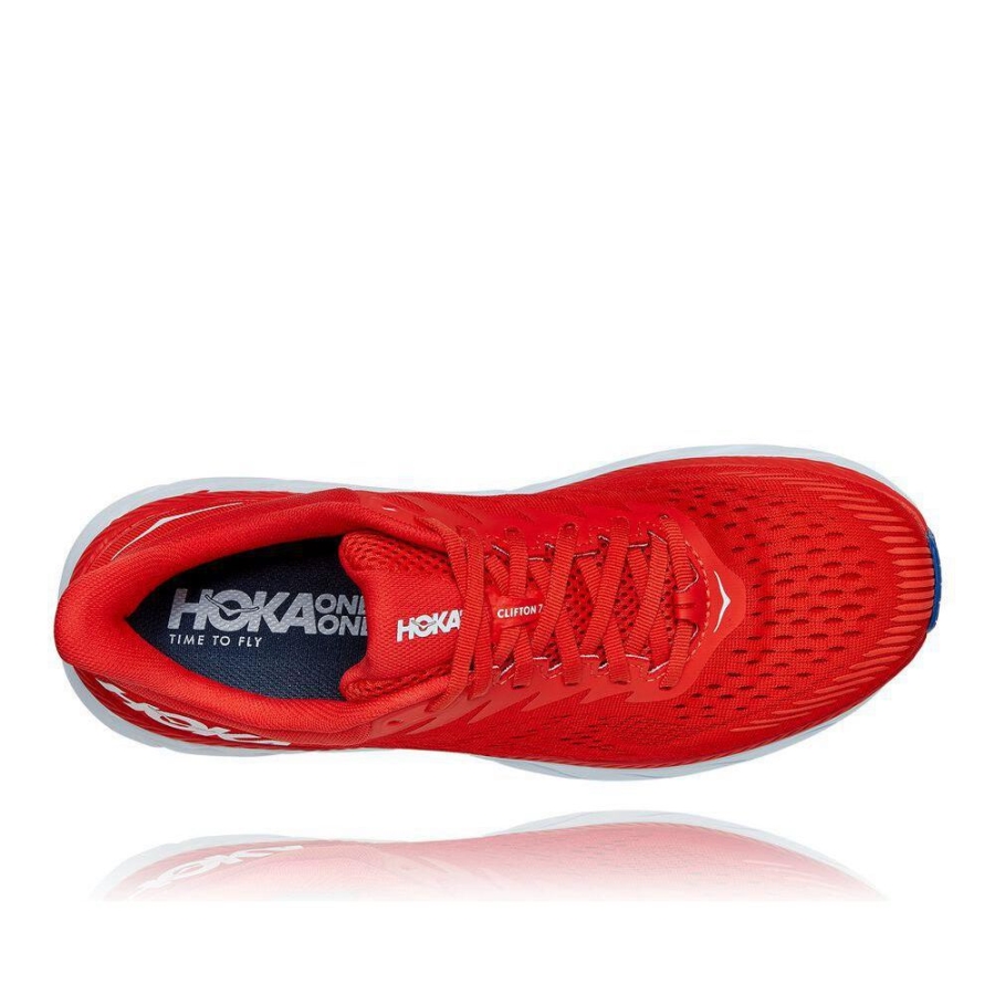 Red Hoka Clifton 7 Men's Running Shoes | USA74QLVS