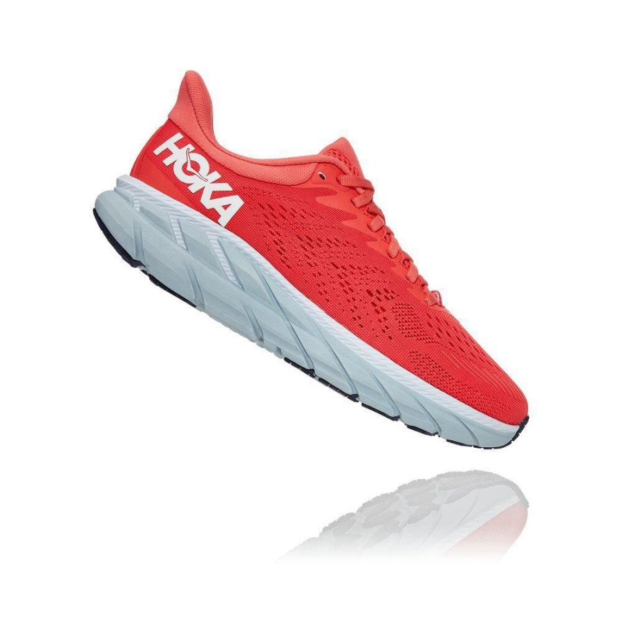 Red Hoka Clifton 7 Women's Road Running Shoes | USA69JKZC