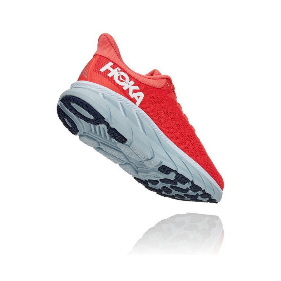 Red Hoka Clifton 7 Women's Road Running Shoes | USA69JKZC