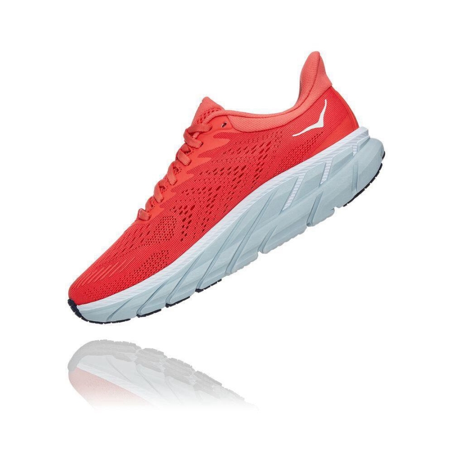 Red Hoka Clifton 7 Women's Road Running Shoes | USA69JKZC