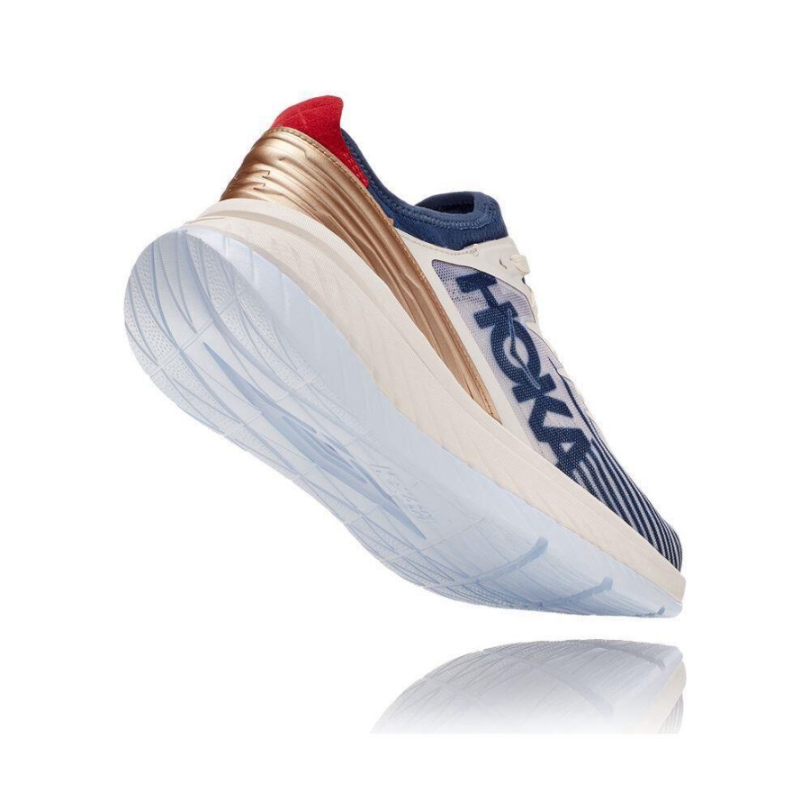 White / Blue / Gold Hoka Carbon X-SPE Men's Road Running Shoes | USA73LGHQ