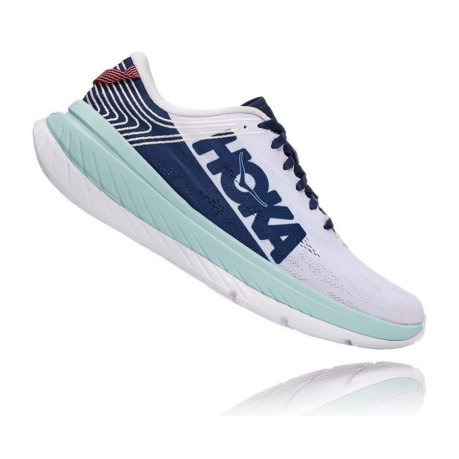 White / Blue Hoka Carbon X Men's Sneakers | USA49ATIE