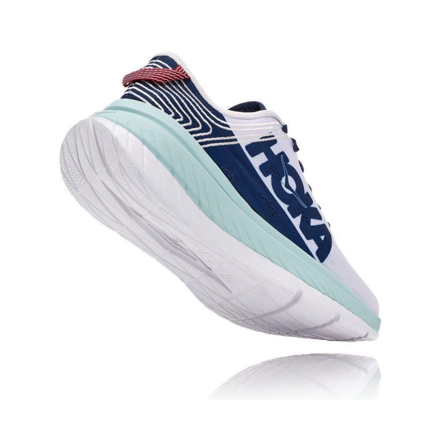 White / Blue Hoka Carbon X Men's Sneakers | USA49ATIE