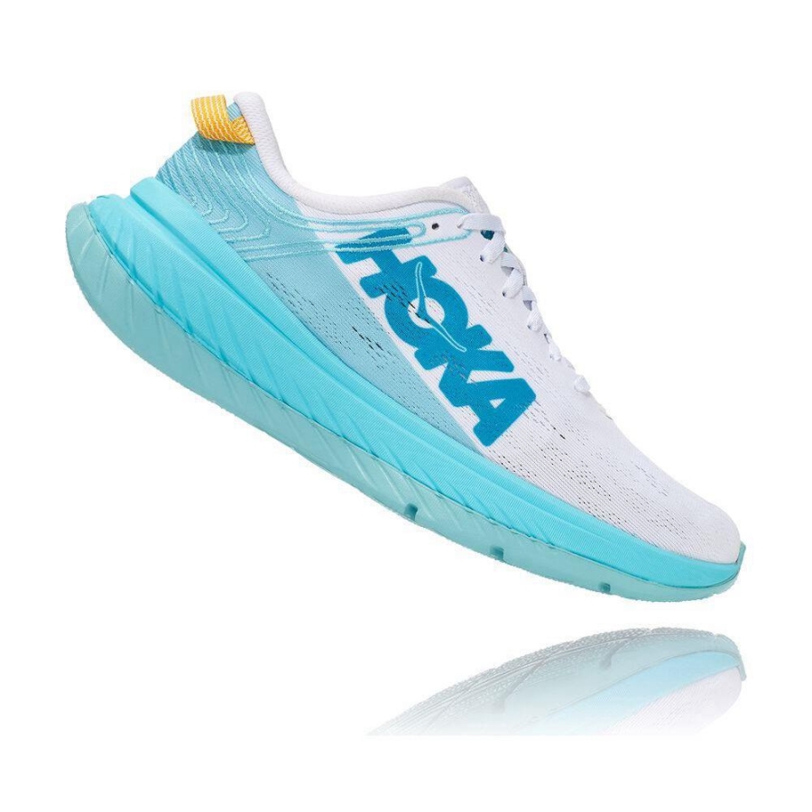 White / Blue Hoka Carbon X Women's Road Running Shoes | USA09GBJS