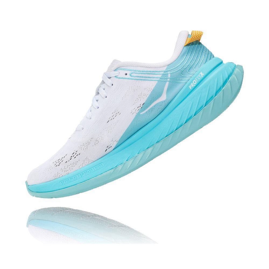 White / Blue Hoka Carbon X Women's Road Running Shoes | USA09GBJS