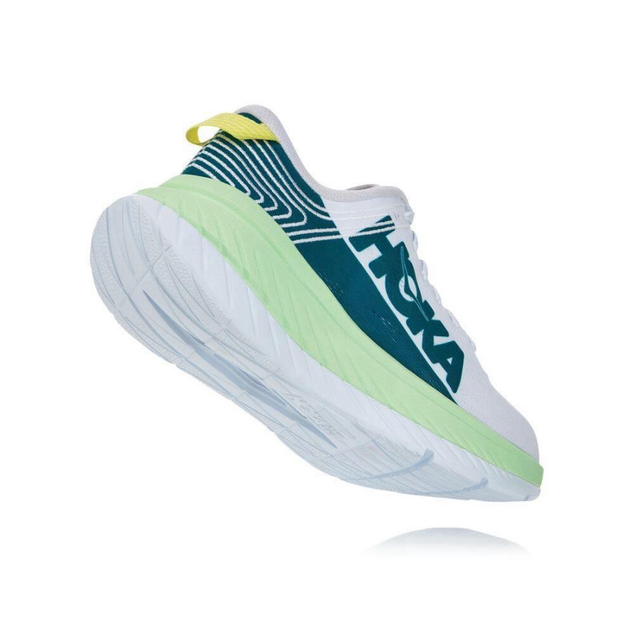 White / Green Hoka Carbon X Men's Road Running Shoes | USA21JXNK