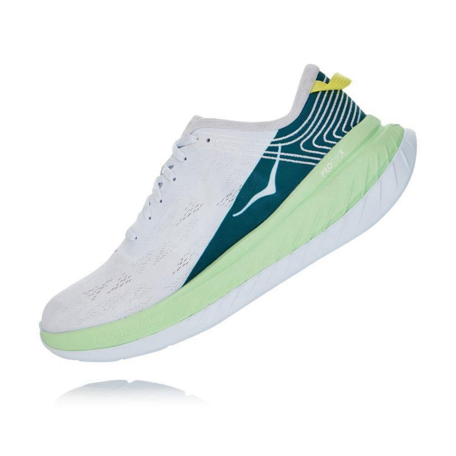 White / Green Hoka Carbon X Men's Road Running Shoes | USA21JXNK