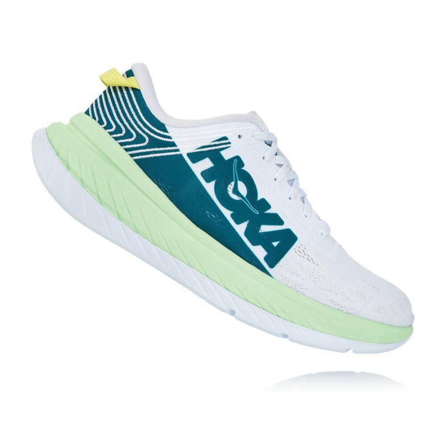 White / Green Hoka Carbon X Men's Sneakers | USA43NLRW