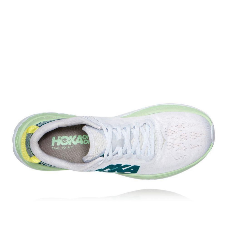 White / Green Hoka Carbon X Men's Sneakers | USA43NLRW