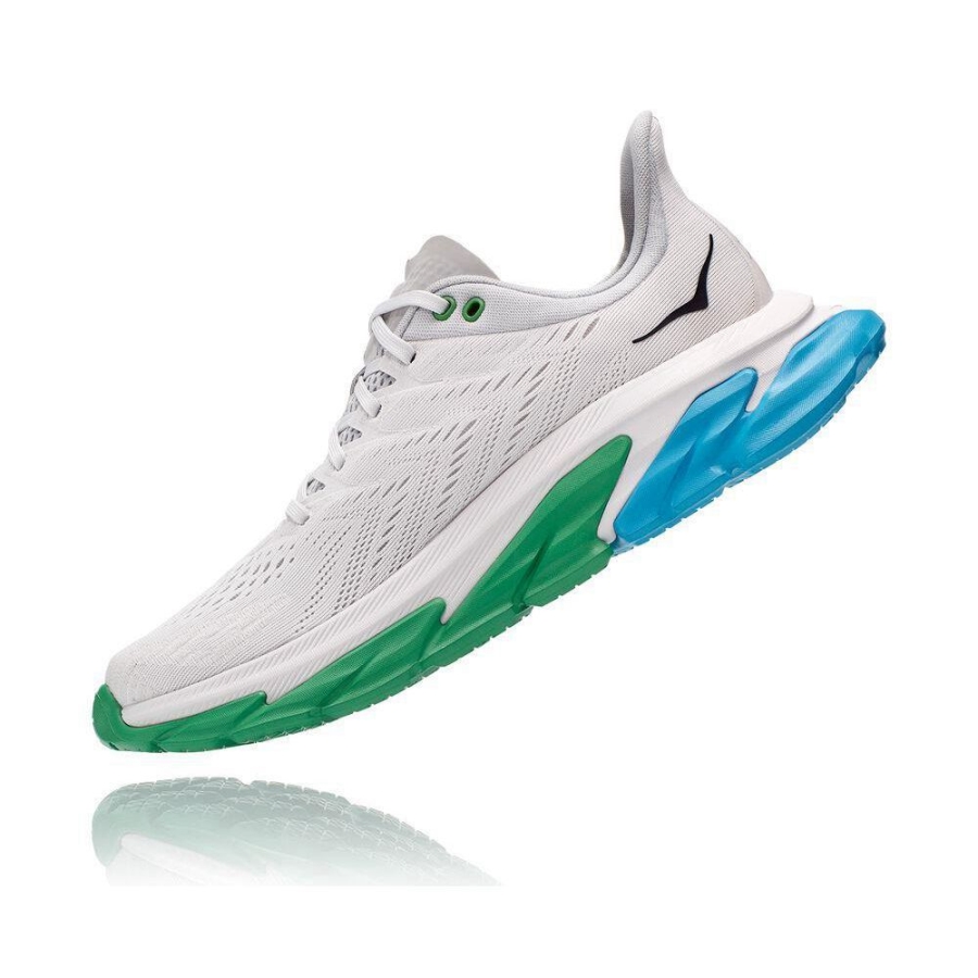 White / Green Hoka Clifton Edge Men's Road Running Shoes | USA26UMON