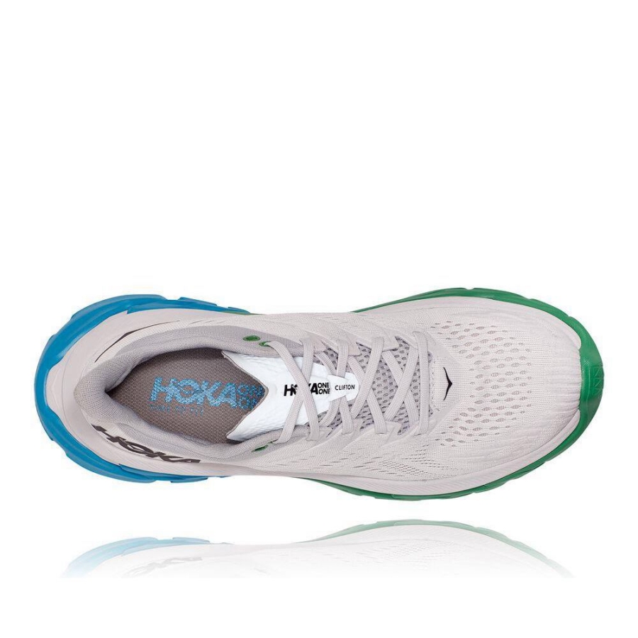 White / Green Hoka Clifton Edge Men's Road Running Shoes | USA26UMON