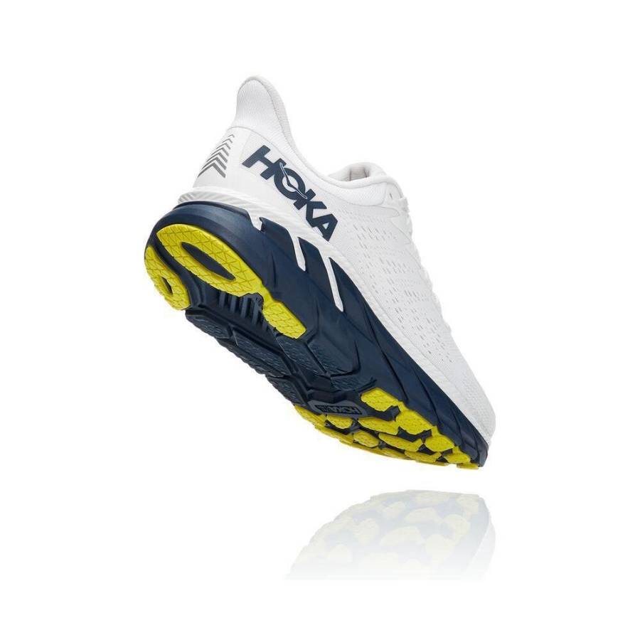 White / Navy Hoka Clifton 7 Men's Road Running Shoes | USA38YPZC