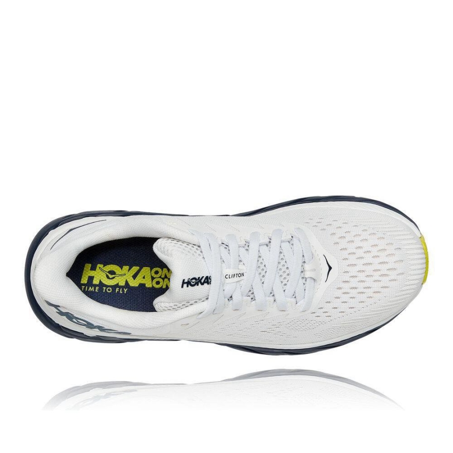 White / Navy Hoka Clifton 7 Men's Road Running Shoes | USA38YPZC