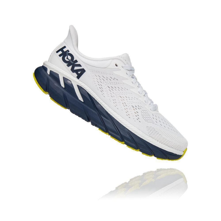 White / Navy Hoka Clifton 7 Women's Road Running Shoes | USA23OVDY