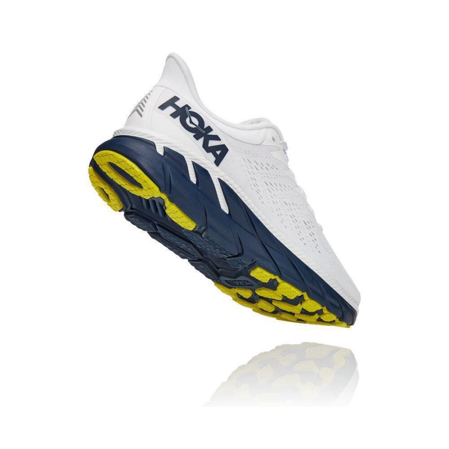 White / Navy Hoka Clifton 7 Women's Road Running Shoes | USA23OVDY